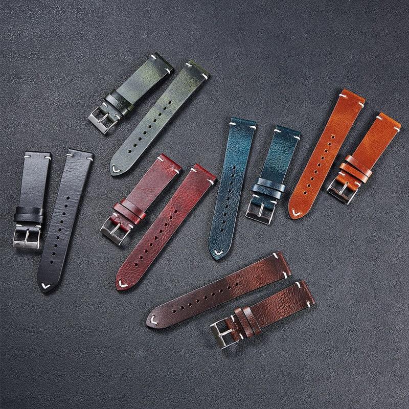 Vintage Genuine Leather Strap with Quick Release Bar - watchband.direct